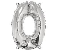 Rayher Ballon chiffre « 0 » en film aluminium, argenté, 1 pce., 40cm, brillant, sans cordon, fête, anniversaire, jubilé, décoration-87032606