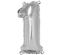 Rayher Ballon gonflable chiffre 1, anniversaire, jubilé, 40 cm argenté, 87033606