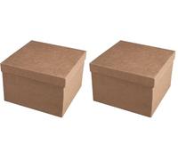 Rayher Boite de rangement, 1 pce, 15,5X15,5X10,5cm, papier-maché, 100% FSC recyclé, à personnaliser, arts créatifs, rangement, photos, souvenirs -71754000, Beige (Lot de 2)