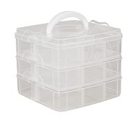 Rayher boite de rangement en plastique avec poignée de transport €“ transparente pour ranger vos affaires de scrapbooking €“ box €“ Ecru, Petit