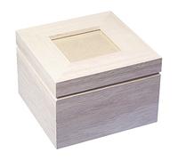 Rayher boîte en bois avec couvercle photo FSCMixCred 12x12x7,6cm beige, 62264000