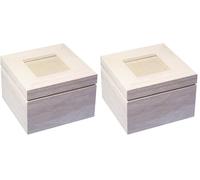 Rayher boîte en bois avec couvercle photo FSCMixCred 12x12x7,6cm beige, 62264000 (Lot de 2)