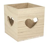 Rayher Boite photophore en bois ciselé CŒUR, nature, 1 pce., FSC Mix Credit, 10x10x10cm, bougie chauffe-plat, arts créatifs, fête des mères, St. Valentin-62286000