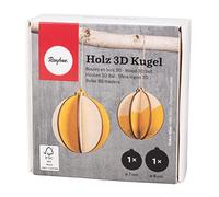 Rayher Boules en Bois 3D FSC Mix Credit 7+8cm ø AV. Cordon 8pcs Nature, 64521505