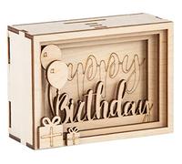 Rayher Bte cadeau bois3D Birthday,FSCMixCred, nature, 11,5x8,5x5cm