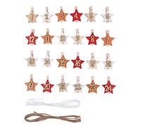 Rayher Calendrier de l’avent ETOILES avec pinces à linge numérotées, coloré, 1 set, 26 pces., pinces à linge, cordons 2X2,30m, Noël-46719000