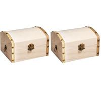 Rayher coffret de rangement en bois FSC Mix Credit, 13,5x10x8cm, nature 62609000, Beige/Doré (Lot de 2)