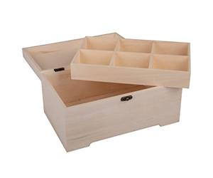 Rayher coffret en bois av. insert 2pcs 28x18x13,5 cm 6 sections nature, 64027505, Beige