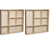 Rayher étagère à casier Meuble de Rangement à 7 caiers pour Ranger des Bijoux, des parfums & CIE Etagere en Bois à décorer Selon Vos idées créatives, Naturel (Lot de 2)