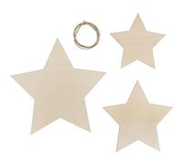 Rayher Etoiles en bois déco av fil FSCMixCred. 12+15+20cm ø 6pcs nature, 46707505