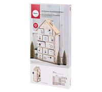 Rayher Hobby 62910505 Calendrier de l'Avent en bois naturel avec kit de construction en bois, 25,5 x 17,5 x 45,5 cm, lot de 185 pièces, certifié FSC, calendrier de l'Avent à remplir