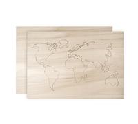 Rayher Kit de bricolage Carte du Monde plaques en bois FSC 100% marron, 62810000
