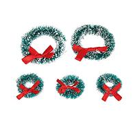 Rayher Lot de 5 couronnes de noël miniatures, Ø 3cm-5cm, rouge carmin, 46598282