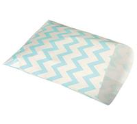 Rayher Lot de petits sacs en papier, blanc - zigzag bleu, 25pces, 12,9x16,8 cm, pour contact alimentaire, cadeaux, calendrier de l’avant-68008000