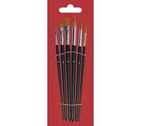 Rayher Lot de pinceaux d’Artiste universels, 6 pces., Rond, Plat, Tailles 4-8-12, Fibres synthétiques, peintures diverses, Arts créatifs- 3731100