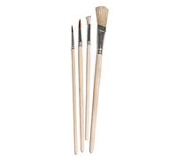 Rayher Lot de pinceaux pour Enfants, 4 pces., Rond, Brosse, Tailles 2-12, Poils de porcs, Fibres synthétiques, 100% FSC, Collage, Aquarelle, Gouache, Vernis -37048000