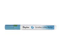 Rayher Marqueur pour verre et porcelaine, bleu azur, 1 pce., pointe ronde interchangeable 1-2mm, séchage rapide, base aqueuse, arts créatifs-38709374
