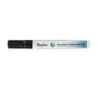 Rayher Marqueur pour verre et porcelaine, noir, 1 pce., pointe ronde interchangeable 1-2mm, séchage rapide, base aqueuse, arts créatifs-38709576