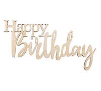 Mini - Écrit.Bois"Happybirthday"Fsc Mixcred, Nature, 8,5x4,7x0,3cm, 4 Pièces
