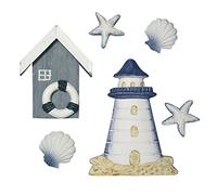 Rayher Miniatures polyrésine: Maison de plage, déco maritime 2-8 cm 6pc, 8606700, Bleu