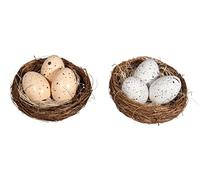 Rayher Nid d'oiseau déco AV. 3 œufs, déco de pâques 6,5cm ø Ass. 2pcs, 46684000