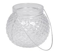Rayher Photophore en verre à suspendre, blanc. 1 pce., relief à facettes, anse en métal, H. 9cm, ø col 6,5cm, décoration, fête, porte bougie-56759000