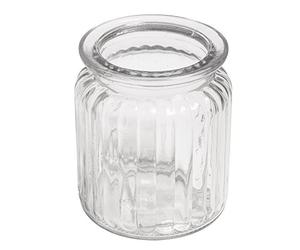 Rayher Photophore en verre blanc, transparent, 1 pce., ø5,5cm, 7,5x9 cm, 270ml, rainures verticales, intérieur, extérieur, décoration-56877000