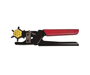 Rayher Pince perforatrice 6 tailles, 1 pce, métal, Ø trous 2-4,5mm, levier à transmission, cuir, ceinture, sac-22599000, Noir/Rouge