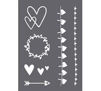 Rayher Pochoir de sérigraphie Coeur A4, Gris/Blanc