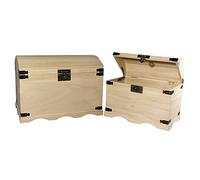 Rayher Set de coffres à trésors en bois, nature, 2 pces., 2 tailles, multi-usages, rangement, pirates-6153900