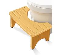 RayLove Tabouretz De Toilettez en Bambou,39 * 22 * 16.5CM Toilette Bois,Tabouret de Toilette Ergonomique avec Tapis Antidérapant (Couleur Primaire)