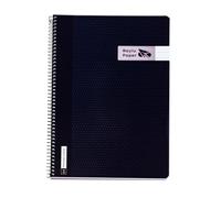RAYLU PAPER Cahier A4 avec spirale et couverture en polypropylène résistant, 80 feuilles 90 g, carnet de couleurs vives pour notes, étude, bureau et université (noir, règle 3,5 mm)