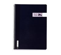 RAYLU PAPER Cahier A4 avec spirale et couverture en polypropylène résistant, 80 feuilles 90 g, carnet de couleurs vives pour notes, étude, bureau et université (noir, horizontal)