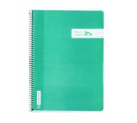 RAYLU PAPER Cahier A4 avec spirale et couverture en polypropylène résistant, 80 feuilles 90 g, carnet de couleurs vives pour notes, étude, bureau et université (Vert, règle 3,5 mm)