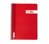 RAYLU PAPER Cahier A4 avec spirale et couverture en polypropylène résistant, 80 feuilles 90 g, carnet de couleurs vives pour notes, étude, bureau et université (Rouge, règle 3,5 mm)