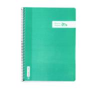 RAYLU PAPER Cahier A4 avec spirale et couverture en polypropylène résistant, 80 feuilles 90 g, carnet de couleurs vives pour notes, étude, bureau et université (Vert, horizontal)