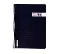 RAYLU PAPER Cahier A4 avec spirale et couverture en polypropylène résistant, 80 feuilles 90 g, carnet de couleurs vives pour notes, étude, bureau et université (noir, quadrillage 4 mm)