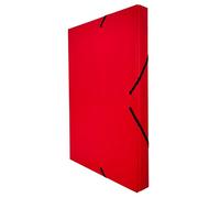 Raylu Paper - Chemise Cartonnée A4, Taille 34 x 24 cm, Épaisseur 3 cm, Pochette de Rangement pour Papiers Administratifs à Fermetures Élastiques, Boîte pour Archives (Dos de 3 cm, Rouge)