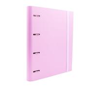 Raylu Paper - Classeur 4 anneaux avec 6 intercalaires de couleurs et recharges de 100 feuilles A4 quadrillées 4 x 4 mm, dossier avec 4 anneaux tranche de 60 mm. (rose pastel)