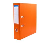 Raylu Paper Classeur à anneaux, dossier à tranche large 75 mm, classeurs de bureau à 2 anneaux avec levier d'ouverture douce et porte-cartes personnalisable (orange, feuille)