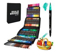RAYLU PAPER - Feutres Coloriage Adulte, Trousse de Marqueurs à Double Pointe Professionnels, Pointe Pinceau et à Pointe Fine, Feutre Aquarelle à Base d'Eau pour Dessins et Calligraphie (120 unités)