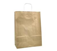 Raylu Paper - Lot de 25 Sacs en Papier Kraft avec Poignées Résistantes, Sacs en Papier Pour Cadeau D'anniversaire ou de Mariage, Personnalisables, 32x12x42 cm (Doré, Moyen)
