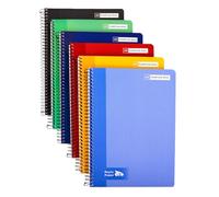 RAYLU PAPER Lot de 6 cahiers à couverture rigide à spirale, 80 feuilles 70 g, cahiers aux couleurs vives, cahiers pour école, bureau, notes et études (A5, quadrillé 4 mm)