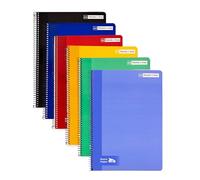 RAYLU PAPER Lot de 6 cahiers à couverture rigide avec spirale, 80 feuilles 70 g, cahiers aux couleurs vives, cahiers pour école, bureau, notes et études (horizontal, A4)