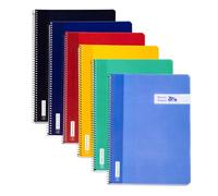 RAYLU PAPER Lot de 6 cahiers à spirale et couverture en polypropylène résistant, 80 feuilles 90 g, carnets de 4 couleurs pastel pour notes, étude, bureau et université (quadrillage 4 mm, A4)