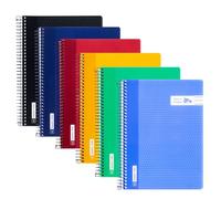 RAYLU PAPER Lot de 6 Cahiers Spirale A5 à Carreaux 4x4, Carnet de Notes Coloré avec Spirale, 80 Feuilles 90g et Couverture Polypropylène Résistante, Idéal École, Bureau et Études (A5, Quadrillé 4mm)