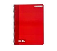 RAYLU PAPER Lot de 6 carnets A4 à spirales avec couverture rigide, 80 feuilles de 90 g, couleurs vives pour notes, études, bureau et université (rouge, Grille de 4 mm)