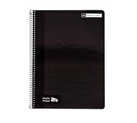 RAYLU PAPER Lot de 6 carnets A4 à spirales avec couverture rigide, 80 feuilles de 90 g, couleurs vives pour notes, études, bureau et université (Noir, Horizontal)