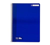 RAYLU PAPER Lot de 6 carnets A4 à spirales avec couverture rigide, 80 feuilles de 90 g, couleurs vives pour notes, études, bureau et université (bleu foncé, Grille de 4 mm)