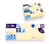 Raylu Paper - Notes adhésives, lot de 12 blocs de 100 feuilles de notes autocollantes jaunes, notes autocollantes idéales pour le bureau, les études et les concours (50x40mm)